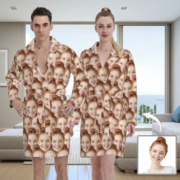 FacePajamas Pajama-2YX-ZW S Custom Face Seamless Cute Couple Matching Pajamas Fleece Robe Loungewear