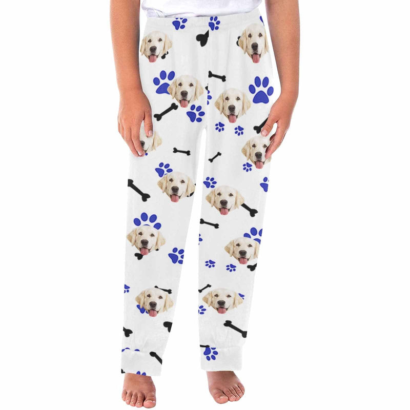 FacePajamas Pajama Shirt&Pants White Trousers / XS Custom Face Kids' All Over Print Pajama Top & Trousers Multiple Colors Pet Personalized Long Pajama Set