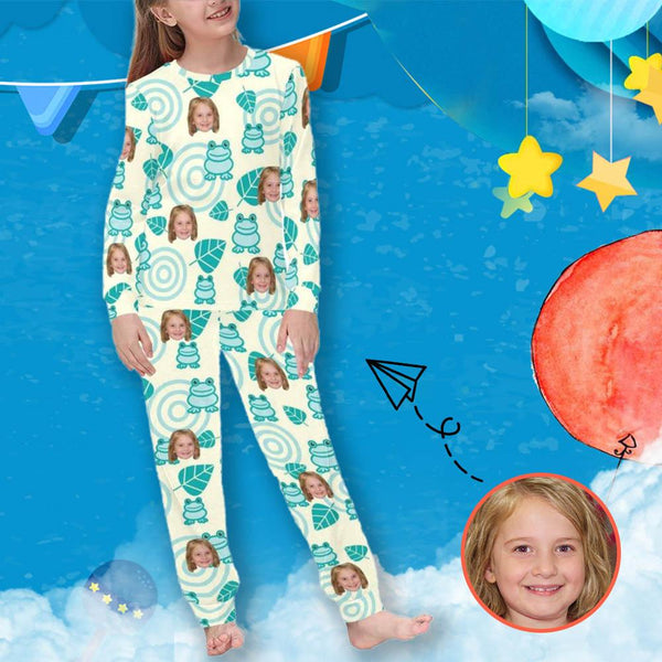 FacePajamas Pajama XS Custom Photo Pajama Sleepwear Sets Cartoon Frog Personalized Kids Long Sleeve Pajamas Set