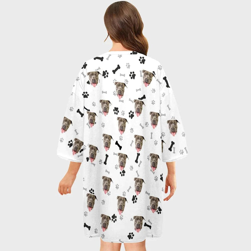 DogPicGift Pajama Custom Dog Face Nightdress Personalized Photo Women's Oversized Colorful Nightshirt Bone Gifts For Women