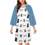 DogPicGift Pajama Dog / S Custom Pet Face&Name Paw Bone Pajamas for Women's Oversized Sleep Tee Personalized Women's Loose Nightshirt Sleepwear
