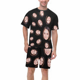 DogPicGift Pajama Men / Black / S Personalized Face Black Pajamas for Men Sleepwear&Women's Oversized Sleep Tee Custom Crew Neck Couple Matching Short Pajama Set