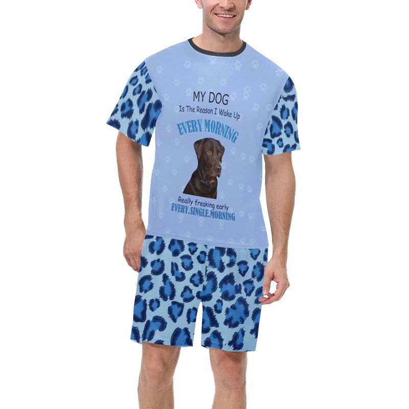 DogPicGift Pajama Men/Dog / S Custom Dog Cat Crew Neck Couple Matching Short Pajama Set Personalized Pet Face Leopard Print Men Sleepwear&Women's Oversized Sleep Tee