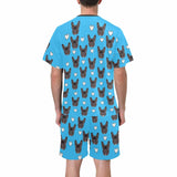 DogPicGift Pajama Personalized Pet Face Heart Men Sleepwear&Women's Oversized Sleep Tee Custom Dog Crew Neck Couple Matching Short Pajama Set