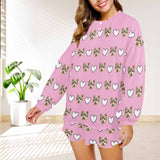 FacePajamas Sets 20230830-´÷Àֿµ-3  Women&#039;s Long Sleeve Mid-Length Shorts Pajama Set£¨Sets 19£©