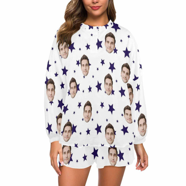 FacePajamas Sets 20230830-´÷Àֿµ-4  Women&#039;s Long Sleeve Mid-Length Shorts Pajama Set£¨Sets 19£©