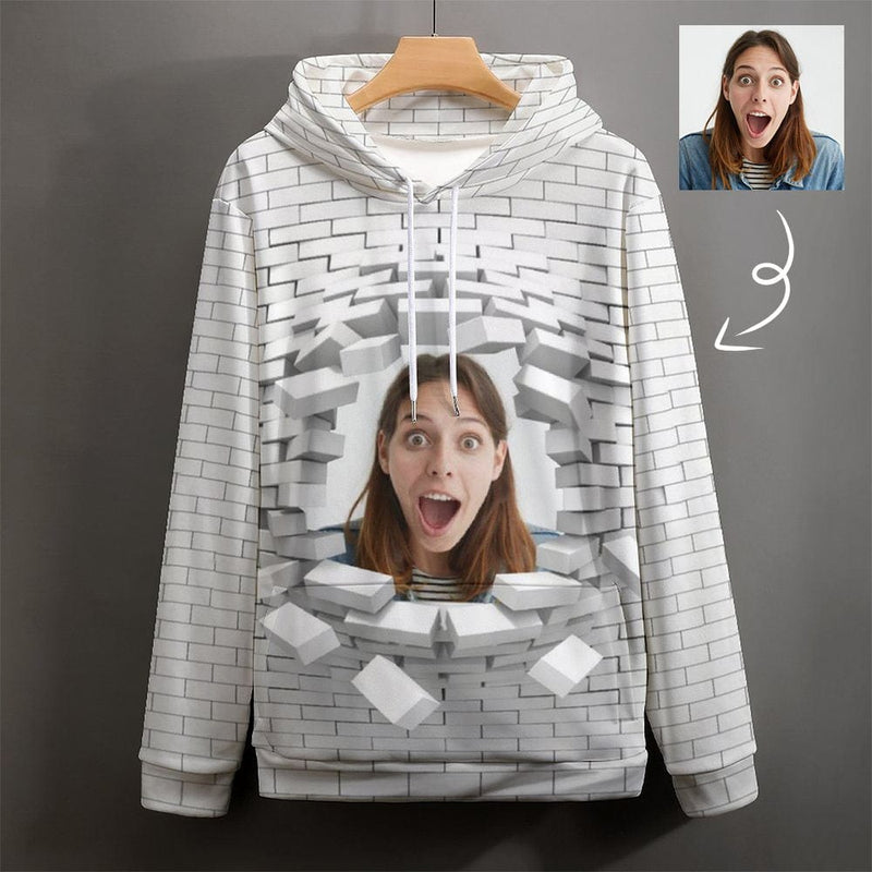 FacePajamas Hoodie-2WH-SDS 6XL Custom Face Hoodie White Wall Background Large Size Hooded Pullover Personalized Big Face Loose Design?Your?Own?Hoodie