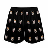 FacePajamas Sets 8.17-纯色黑底-女士短裤  Women&#039;s Pajama Shorts (Model Sets 11)