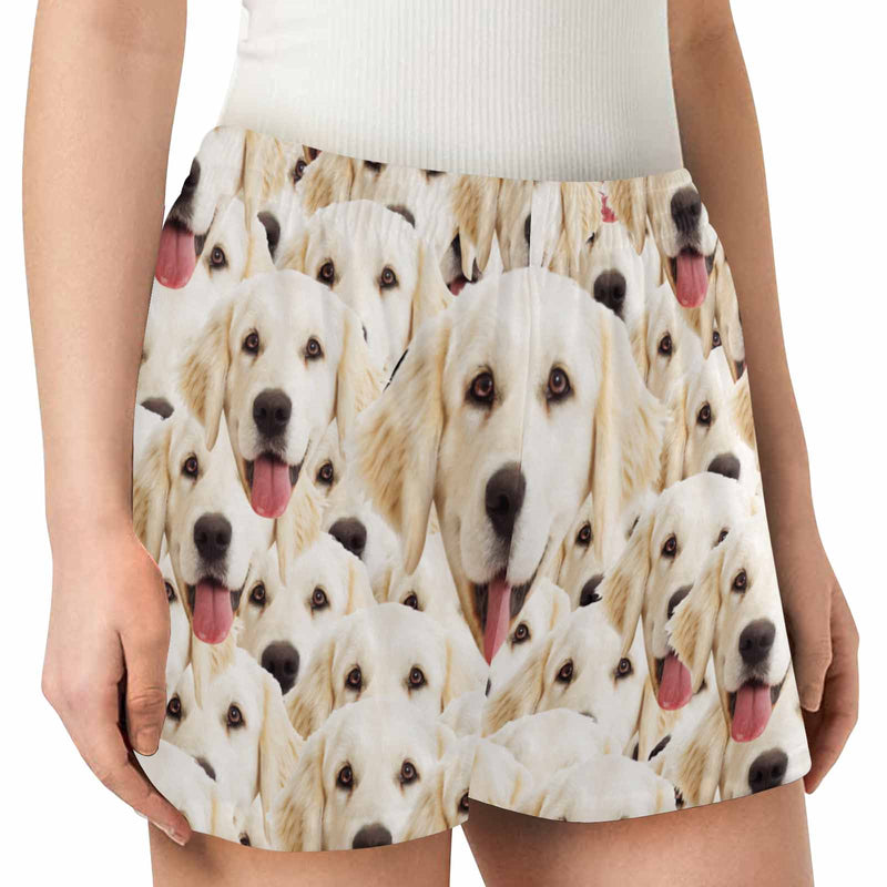 FacePajamas Sets 8.17-纯色黑底多头-女士短裤  Women&#039;s Pajama Shorts (Model Sets 11)