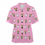 FacePajamas Sets 8.17-爱心粉底-女短衬衣  Women&#039;s V-Neck Short Pajama Top (Model Sets 11)
