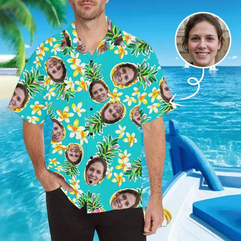 FacePajamas Hawaiian Shirt Adult / Face / S Custom Image Hawaiian Shirt with Photo Flower Pineapple Unisex & Teenage Hawaiian Shirt