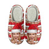 FacePajamas Slippers-2ML-ZD Adult / XS Custom Face Santa Hat Christmas Cotton Slippers for Adult&Kids Personalized Non-Slip Slippers Warm House Shoes