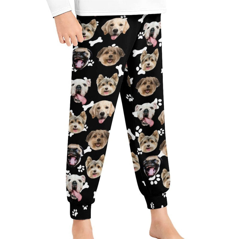 FacePajamas Pajama Pants& Bandana-2ML-SDS Black / For Kid: 100CM Christmas Flash Sale For Kids-Custom Dog Face Kid's Long Pajama Pants Best Christmas Gifts for Children