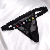 FacePajamas Women Underwear-1YN-SMT Black Personality Cute Sexy Custom Name Letter Women Lace Panties G String Briefs Mesh Thong Low Waist Intimates Gift(DHL is not supported)