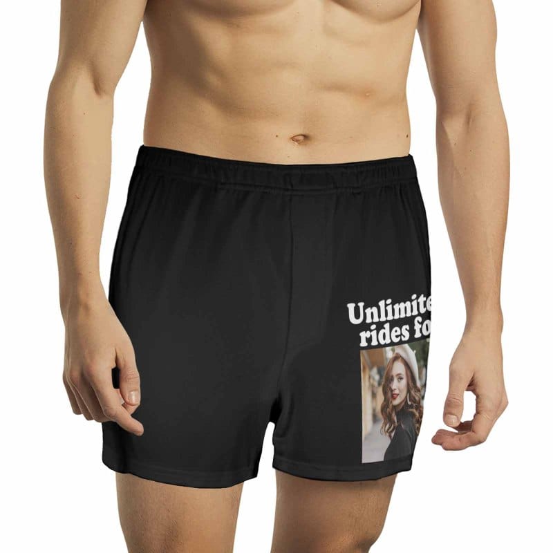 FacePajamas Men Underwear-shorts Black / S Custom Photo Unlimited Rides for Boxer Shorts Pure Cotton Shorts for Men
