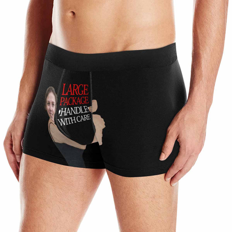 FacePajamas Men Underwear Black / XS Custom Face Boxer Underwear Large Package Personalized Men's All-Over Print Boxer Briefs Design Your Own Underwear For Valentine's Day Gift