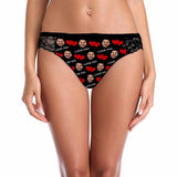 FacePajamas Women Underwear Black / XS Custom Face Red Love Underwear Personalized Women's Lace Panty Valentine's Day Gift