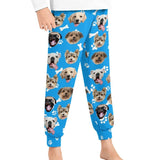 FacePajamas Pajama Pants& Bandana-2ML-SDS Blue / For Kid: 100CM Christmas Flash Sale For Kids-Custom Dog Face Kid's Long Pajama Pants Best Christmas Gifts for Children