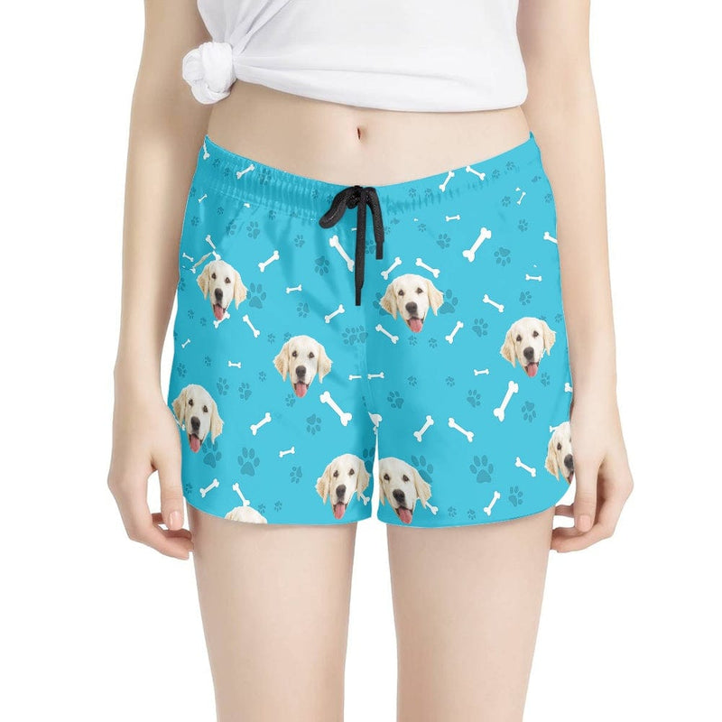 FacePajamas Pajama Pants Blue / XS Custom Face Women's Pajama Shorts Personalized Smiley Dog Sleepwear Shorts