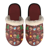 FacePajamas Slippers-2ML-ZD Brown / XS Custom Face Christmas Fuzzy Slippers for Women and Men Personalized Photo Non-Slip Slippers Indoor Warm House Shoes