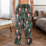 FacePajamas Pajama Shirt&Pants-Fleece Coral Fleece Pajama Trousers-Custom Face Christmas Red Beans Print Warm and Comfortable Sleepwear Long Pajama Pants For Men Women