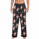 FacePajamas Pajama Shirt&Pants-Fleece Coral Fleece Pajama Trousers-Custom Face Christmas Snowflake Warm and Comfortable Sleepwear Long Pajama Pants For Men Women