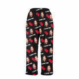 FacePajamas Pajama Shirt&Pants-Fleece Coral Fleece Pajama Trousers-Custom Face Heart Lover Print Warm and Comfortable Sleepwear Long Pajama Pants For Men Women