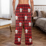 FacePajamas Pajama Shirt&Pants-Fleece Coral Fleece Pajama Trousers-Custom Face Red Plaid Warm and Comfortable Sleepwear Long Pajama Pants For Men Women