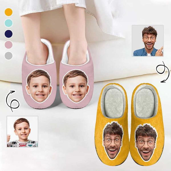 FacePajamas Slippers-2ML-ZD Custom Big Face Multicolor Cotton Slippers for Adult&Kids Personalized Non-Slip Slippers Warm House Shoes