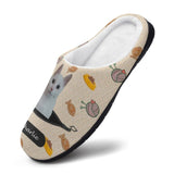 FacePajamas Slippers Custom Cat's Photo  & Name Fish Ball of Yarn All Over Print Cotton Slippers