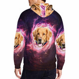 FacePajamas Hoodie-Full Zip Custom Dog Face Full Zip Hoodie Design Purple Magic Men's All Over Print Hoodie with Pet Photo