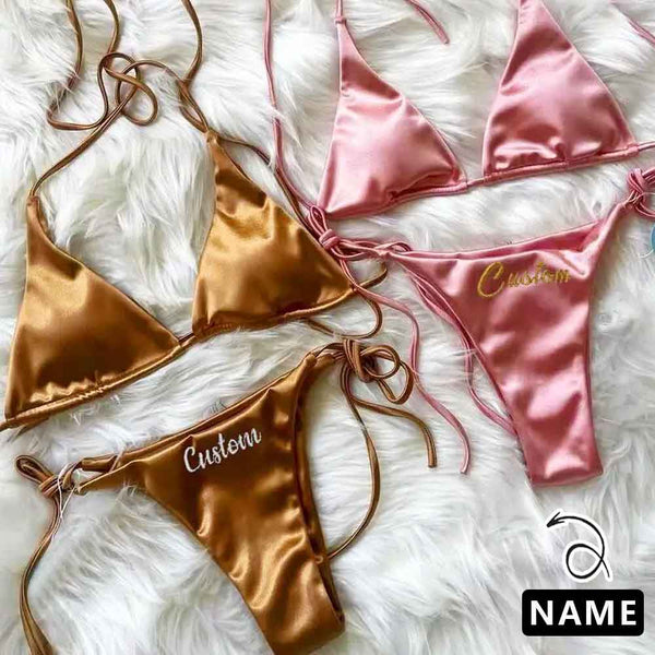 FacePajamas Bikini-2GG-SMT Custom Embroidery Letters Bikini Sets Sexy Girls DIY Name Swimsuit(Custom 1-10 Letters)