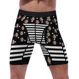 FacePajamas Sports Briefs-2GG-SDS Custom Face Black Stripe Men's Sports Boxer Briefs Made Your Own Underwear For Valentine's Day Gift