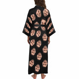 FacePajamas Pajama Robe Custom Face Black Women's Long Pajamas Personalized Photo Long Pajamas Kimono Robe