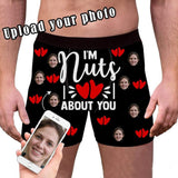 FacePajamas Men Underwear Custom Face Boxer Briefs I'm Nuts About You Personalized Photo Undies Face Boxer Underwear Valentine's Day for Him
