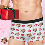 FacePajamas Men Underwear Custom Face Boxer Briefs Red Lip Personalized Face Undies for Men Put your Face on Underwear For Valentine's Day Gift