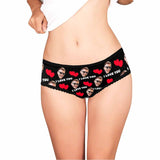 FacePajamas Mix Women Underwear Custom Face Briefs Personalized Love Heart Panties Underwear with Photo Women's High-cut Briefs Valentine Gift for Her
