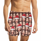 FacePajamas Men Underwear-shorts Custom Face Christmas Hat Boxer Shorts Pure Cotton Shorts for Men