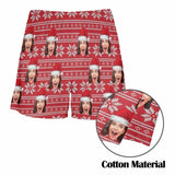 FacePajamas Men Underwear-shorts Custom Face Christmas Hat X-mas Boxer Shorts Pure Cotton Shorts for Men