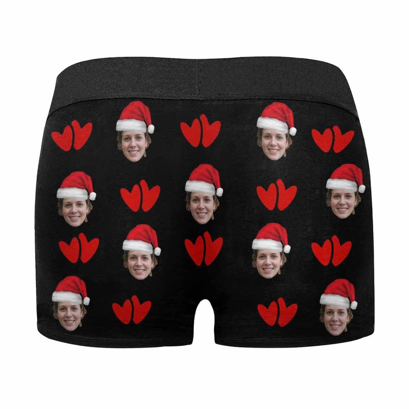 FacePajamas Men Underwear Custom Face Christmas Red Men's Print Boxer Briefs Personalized Underwear with Face for Men-I'm Nuts About You