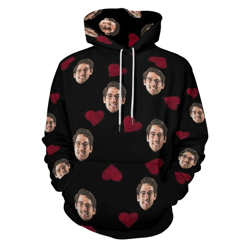 FacePajamas Hoodie-2WH-SDS Custom Face Cool Hoodie Designs Love Heart Large Size Personalized Face Unisex Loose Hoodie Custom Top Outfits