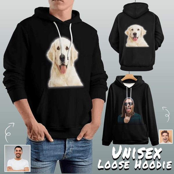 FacePajamas Hoodie-2WH-SDS Custom Face Hoodie Black?Hoodie?with?Design Unisex Plus Size Hoodie for Him Her Personalized Big Face Loose Hoodie Top Outfits