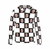 FacePajamas Hoodie-Full Zip-W Custom Face Hoodie Black White Square Women's All Over Print Full Zip Hoodie with Husband Face