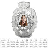 FacePajamas Hoodie-2WH-SDS Custom Face Hoodie White Wall Background Large Size Hooded Pullover Personalized Big Face Loose Design?Your?Own?Hoodie