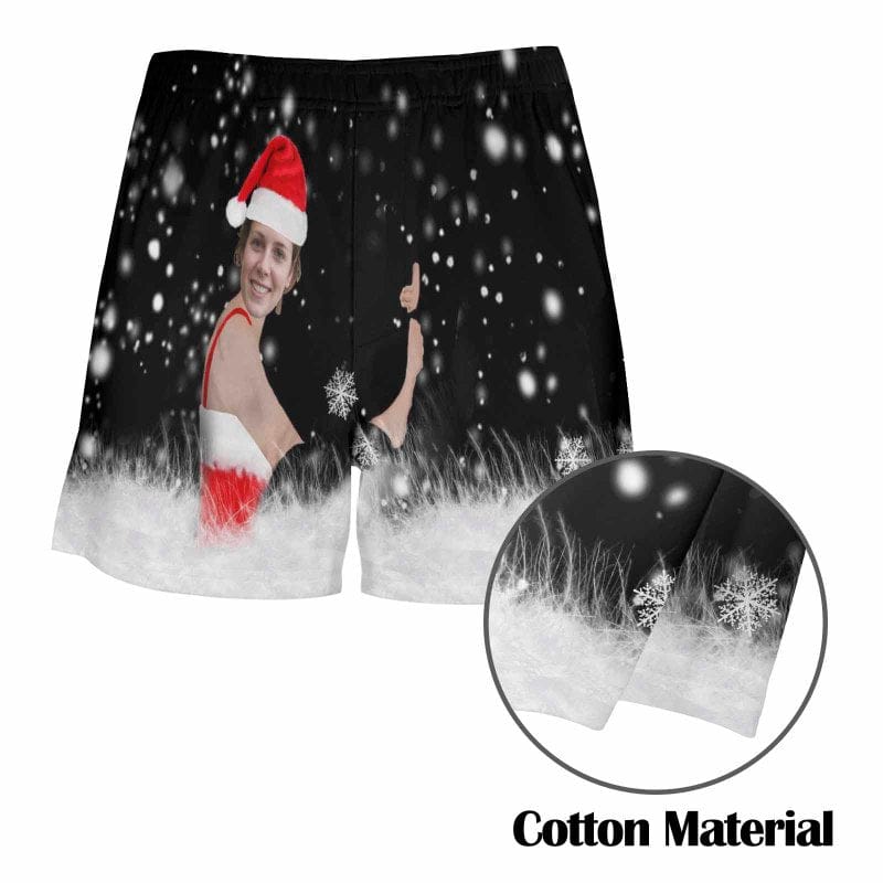 FacePajamas Men Underwear-shorts Custom Face Hug Funny Christmas Boxer Shorts Pure Cotton Shorts for Men