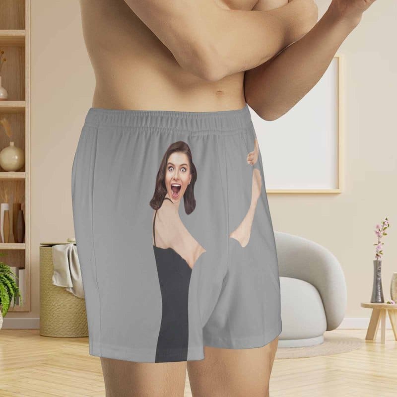 FacePajamas Men Underwear-shorts Custom Face Hug My Treasure Multicolor Boxer Shorts Pure Cotton Shorts for Men