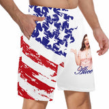 FacePajamas Custom Face Men's Pajama Shorts Personalized American Flag Sleepwear Shorts