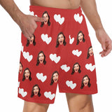 FacePajamas Custom Face Men's Pajama Shorts Personalized Love Heart Sleepwear Shorts