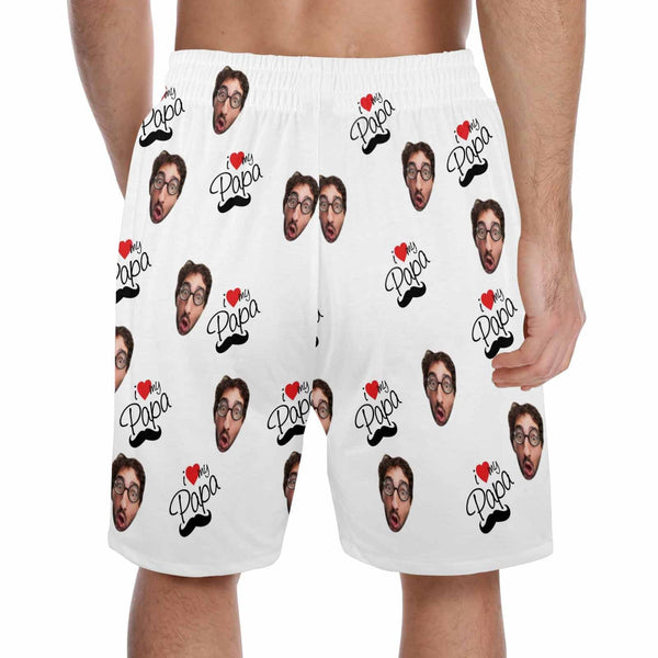 FacePajamas Pajama Shorts Custom Face Men's Pajama Shorts Personalized Love Papa Sleepwear Shorts