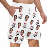FacePajamas Pajama Shorts Custom Face Men's Pajama Shorts Personalized Love Papa Sleepwear Shorts